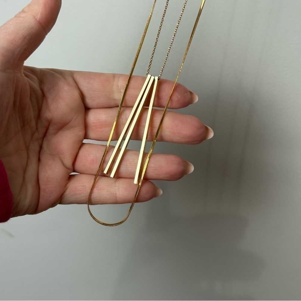Anthropologie Serefina Triple Layer Necklace Gold - Picture 2 of 4